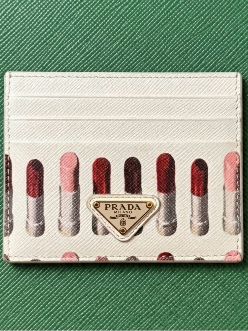 Prada White Cardholder with Lipstick Motif
